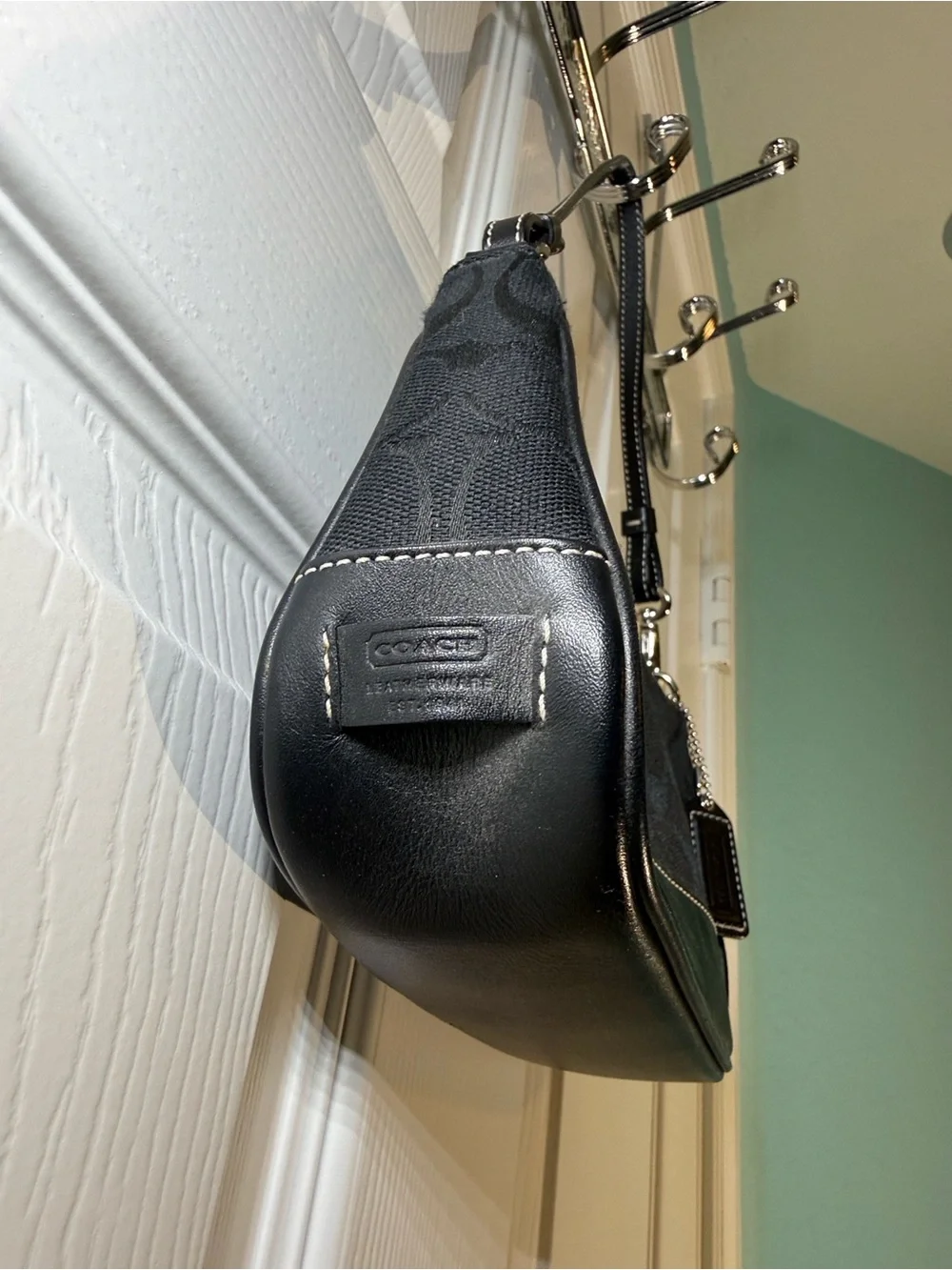 Coach Black Signature Demi Pouch Bag (Style 6094)